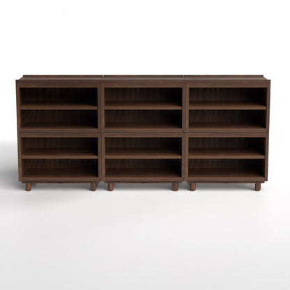 Stava Modular Shelving System | Solid Walnut/Teak/Oak Wood (4x3) | 8 Feet Length