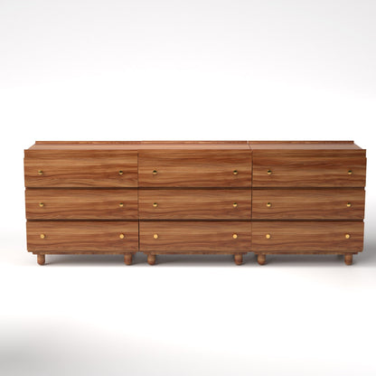 Stava Modular Drawer System | Solid Walnut/Teak/Oak Wood (3x3) | 8 Feet Length