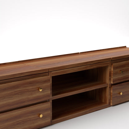 Stava Modular Credenza System | Solid Walnut/Teak/Oak Wood (2x3) | 8 Feet Length