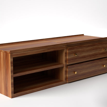Stava Modular Credenza System | Solid Walnut/Teak/Oak Wood (2x2) | 5.5 Feet Length