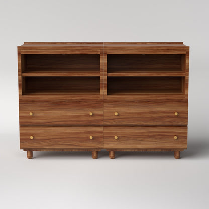 Stava Modular Credenza System | Solid Walnut/Teak/Oak Wood (4x2) | 5.5 Feet Length