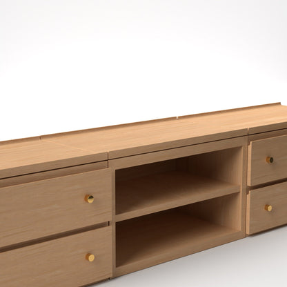 Stava Modular Credenza System | Solid Walnut/Teak/Oak Wood (2x3) | 8 Feet Length