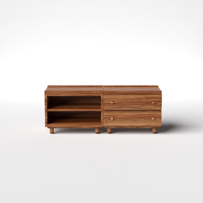 Stava Modular Credenza System | Solid Walnut/Teak/Oak Wood (2x2) | 5.5 Feet Length