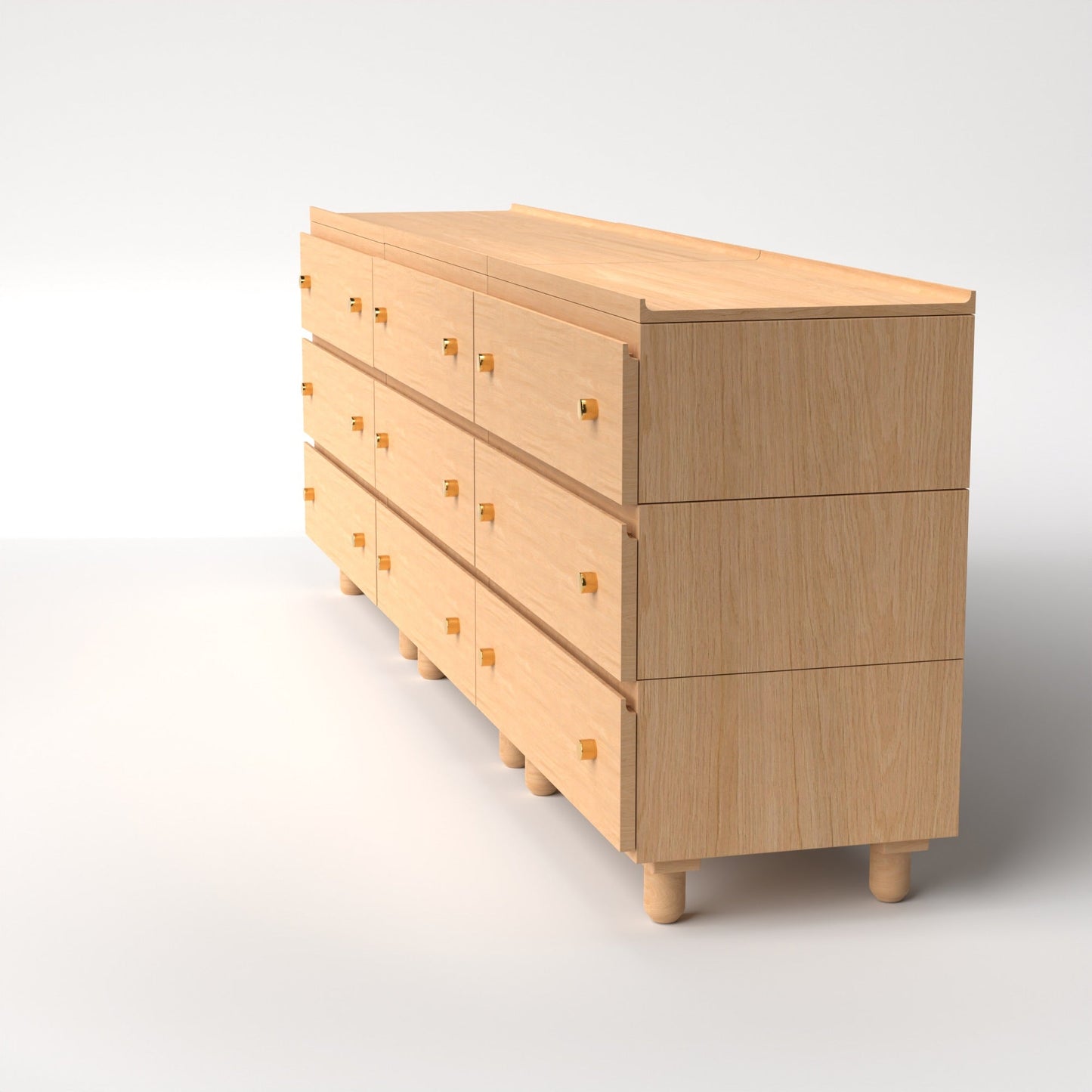 Stava Modular Drawer System | Solid Walnut/Teak/Oak Wood (3x3) | 8 Feet Length
