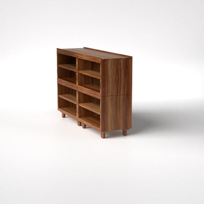 Stava Modular Shelving System | Solid Walnut/Teak/Oak Wood (4x2) | 5.5 Feet Length