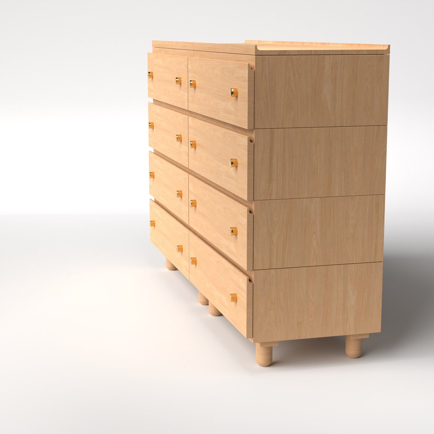 Stava Modular Drawer System | Solid Walnut/Teak/Oak Wood (4x2) | 5.5 Feet Length