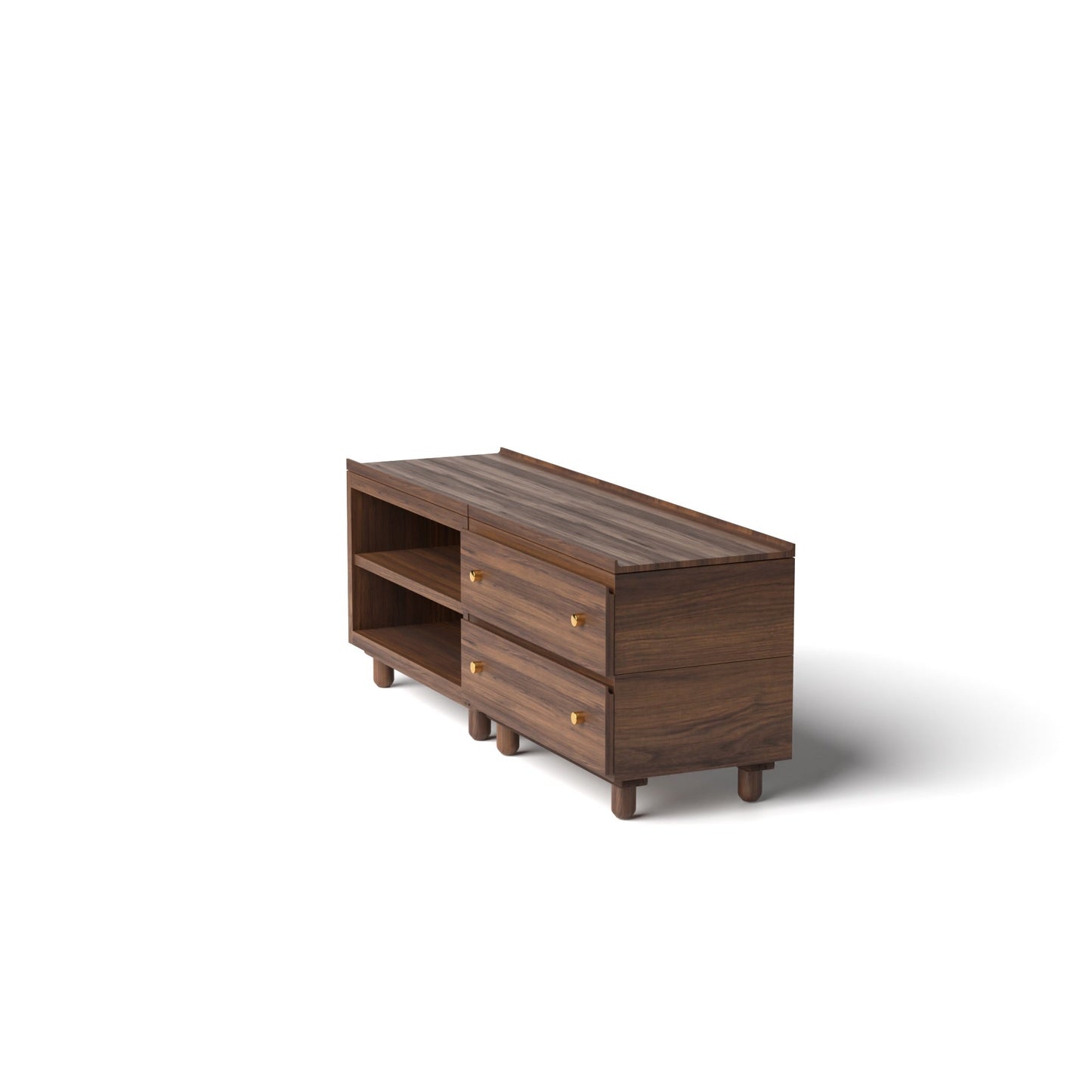 Stava Modular Credenza System | Solid Walnut/Teak/Oak Wood (2x2) | 5.5 Feet Length