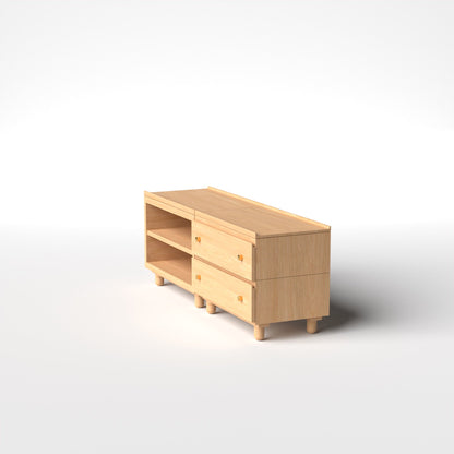 Stava Modular Credenza System | Solid Walnut/Teak/Oak Wood (2x2) | 5.5 Feet Length