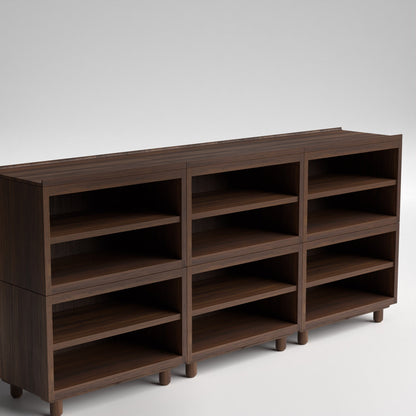 Stava Modular Shelving System | Solid Walnut/Teak/Oak Wood (4x3) | 8 Feet Length