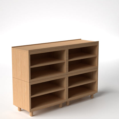 Stava Modular Shelving System | Solid Walnut/Teak/Oak Wood (4x2) | 5.5 Feet Length