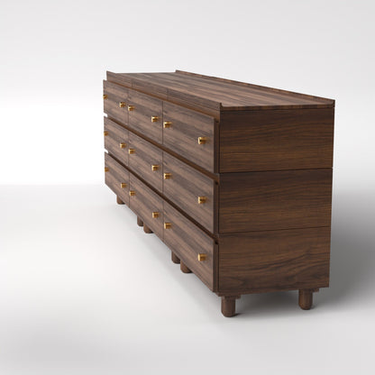 Stava Modular Drawer System | Solid Walnut/Teak/Oak Wood (3x3) | 8 Feet Length