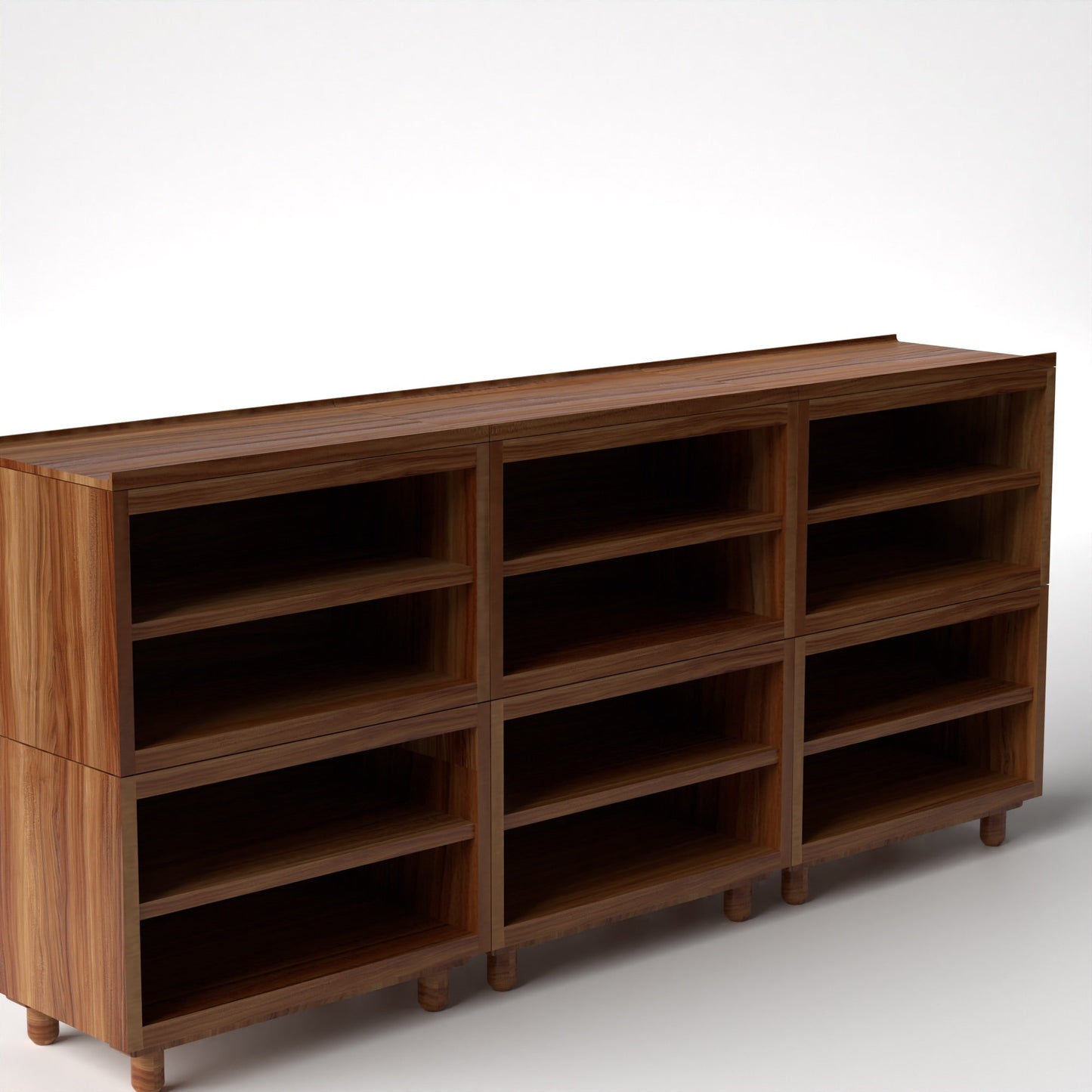 Stava Modular Shelving System | Solid Walnut/Teak/Oak Wood (4x3) | 8 Feet Length