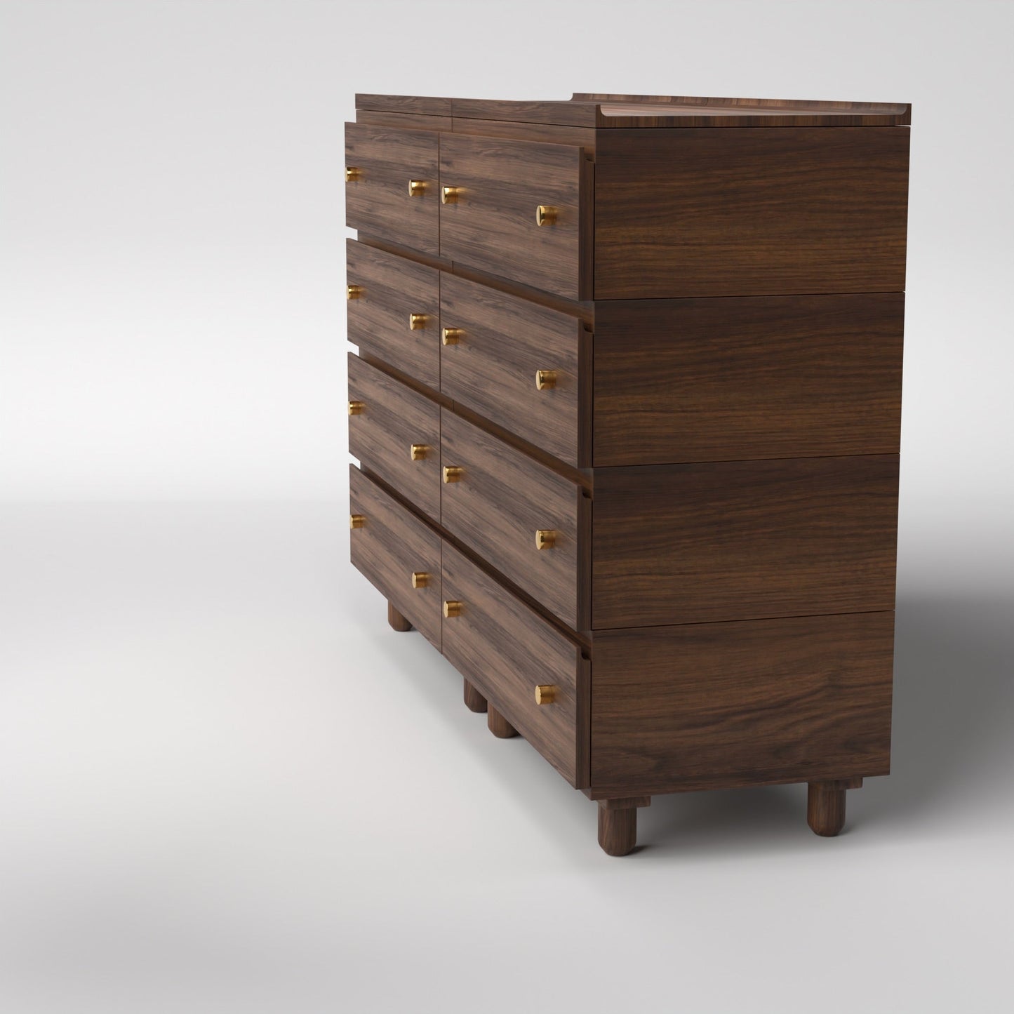 Stava Modular Drawer System | Solid Walnut/Teak/Oak Wood (4x2) | 5.5 Feet Length