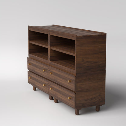 Stava Modular Credenza System | Solid Walnut/Teak/Oak Wood (4x2) | 5.5 Feet Length