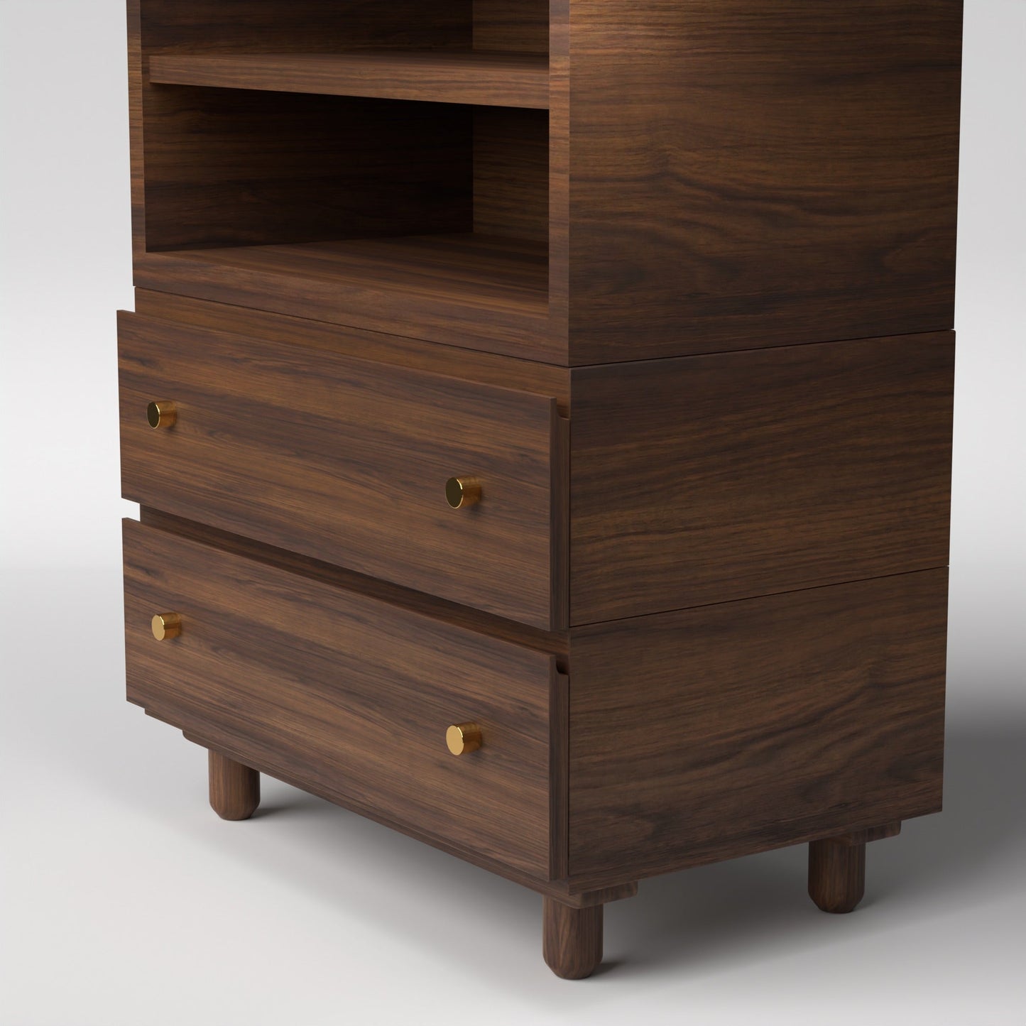 Stava Modular Credenza System | Solid Walnut/Teak/Oak Wood (4x1) | 3 Feet Length
