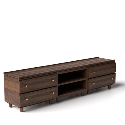 Stava Modular Credenza System | Solid Walnut/Teak/Oak Wood (2x3) | 8 Feet Length