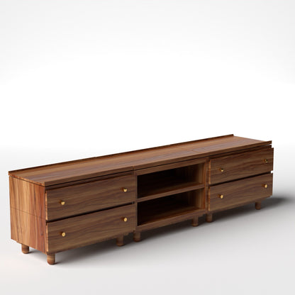 Stava Modular Credenza System | Solid Walnut/Teak/Oak Wood (2x3) | 8 Feet Length