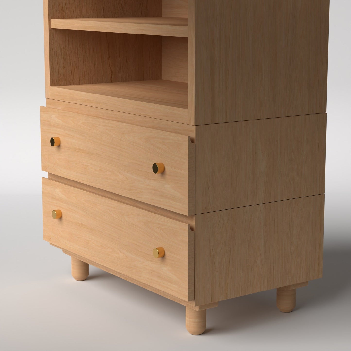 Stava Modular Credenza System | Solid Walnut/Teak/Oak Wood (4x1) | 3 Feet Length