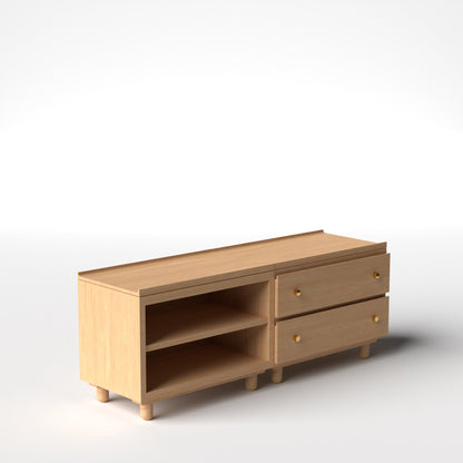 Stava Modular Credenza System | Solid Walnut/Teak/Oak Wood (2x2) | 5.5 Feet Length