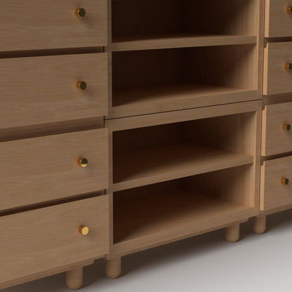 Stava Modular Credenza System | Solid Walnut/Teak/Oak Wood (4x3) | 8 Feet Length