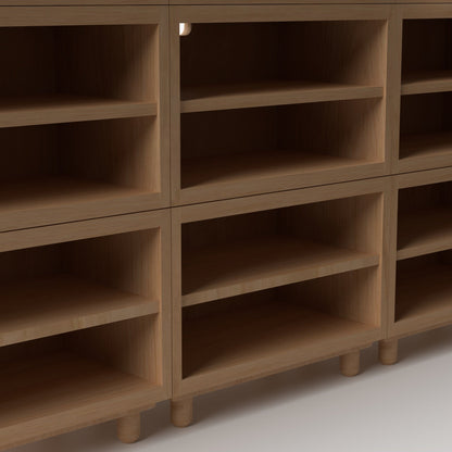 Stava Modular Shelving System | Solid Walnut/Teak/Oak Wood (4x3) | 8 Feet Length