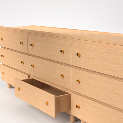 Stava Modular Drawer System | Solid Walnut/Teak/Oak Wood (3x3) | 8 Feet Length