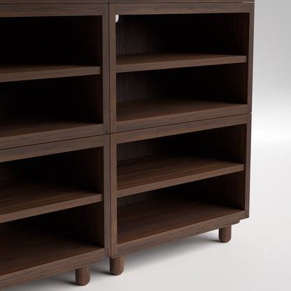 Stava Modular Shelving System | Solid Walnut/Teak/Oak Wood (4x2) | 5.5 Feet Length