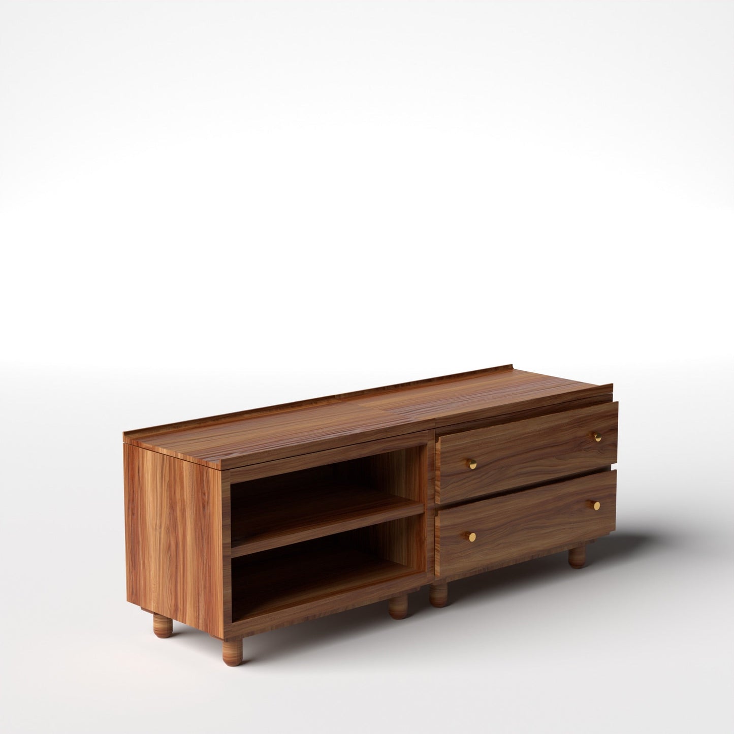 Stava Modular Credenza System | Solid Walnut/Teak/Oak Wood (2x2) | 5.5 Feet Length