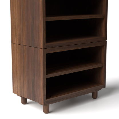 Stava Modular Shelving System | Solid Walnut/Teak/Oak Wood (4x1) | 3 Feet Length