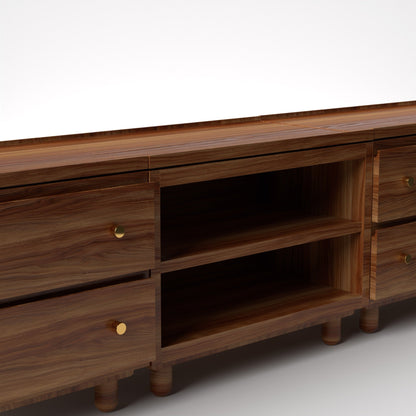 Stava Modular Credenza System | Solid Walnut/Teak/Oak Wood (2x3) | 8 Feet Length