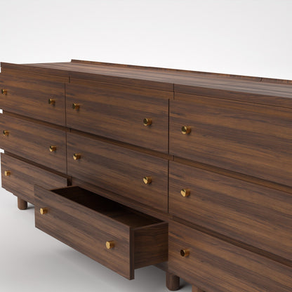 Stava Modular Drawer System | Solid Walnut/Teak/Oak Wood (3x3) | 8 Feet Length