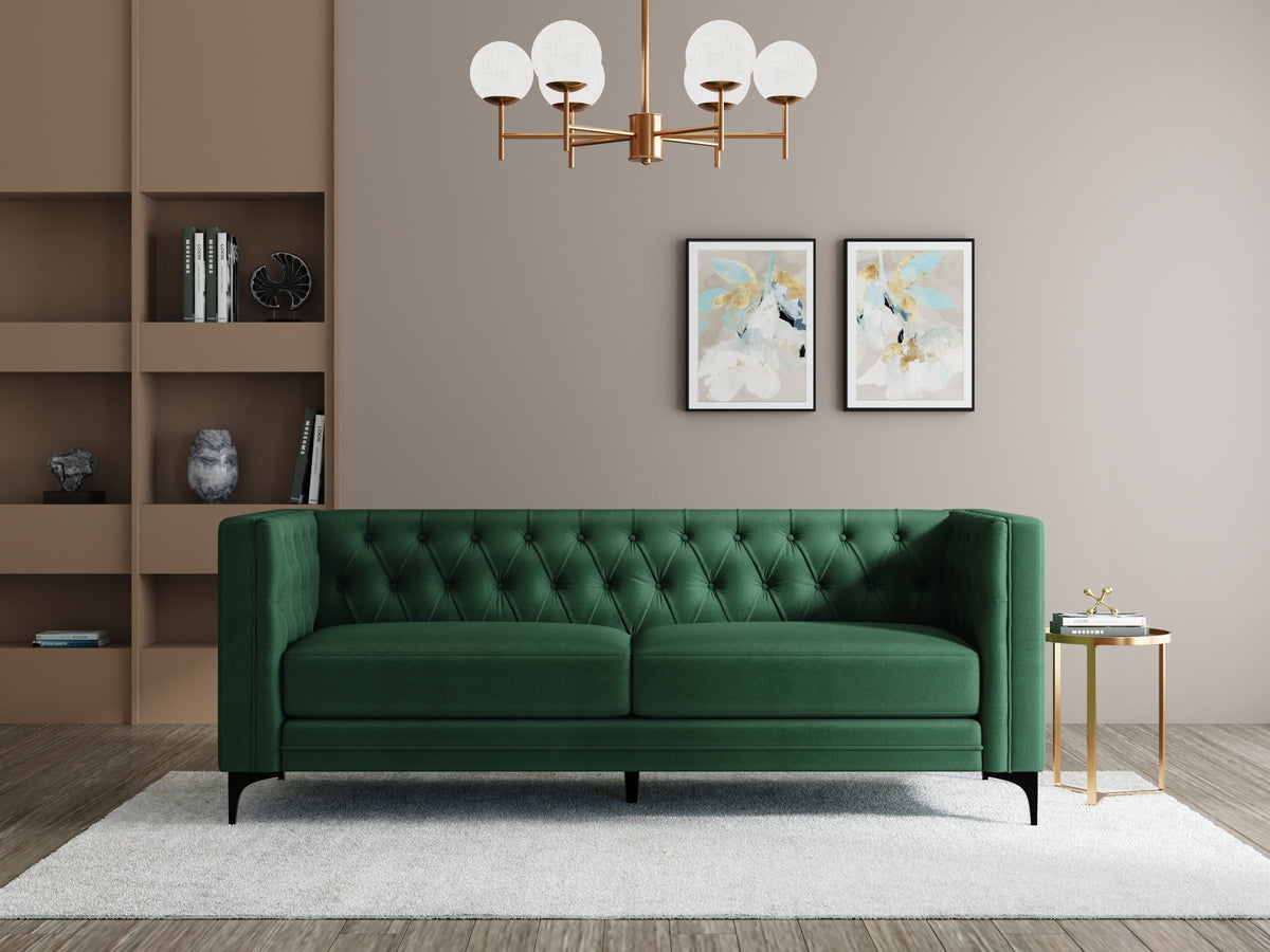 Modern 3 Seater Oslo Sofa With Black Metal Legs