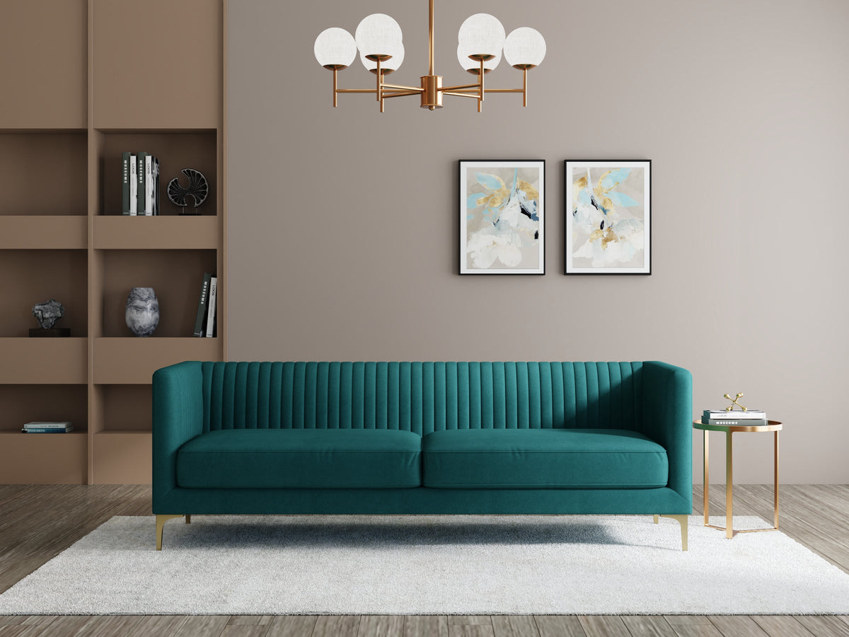 Modern 3-Seater Sofa With Sleek Black Metal Legs