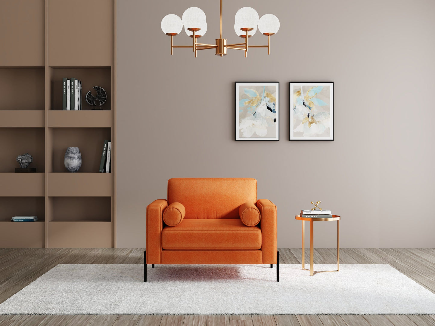 Modern 3 Seater Sofa With Sleek Metal Legs