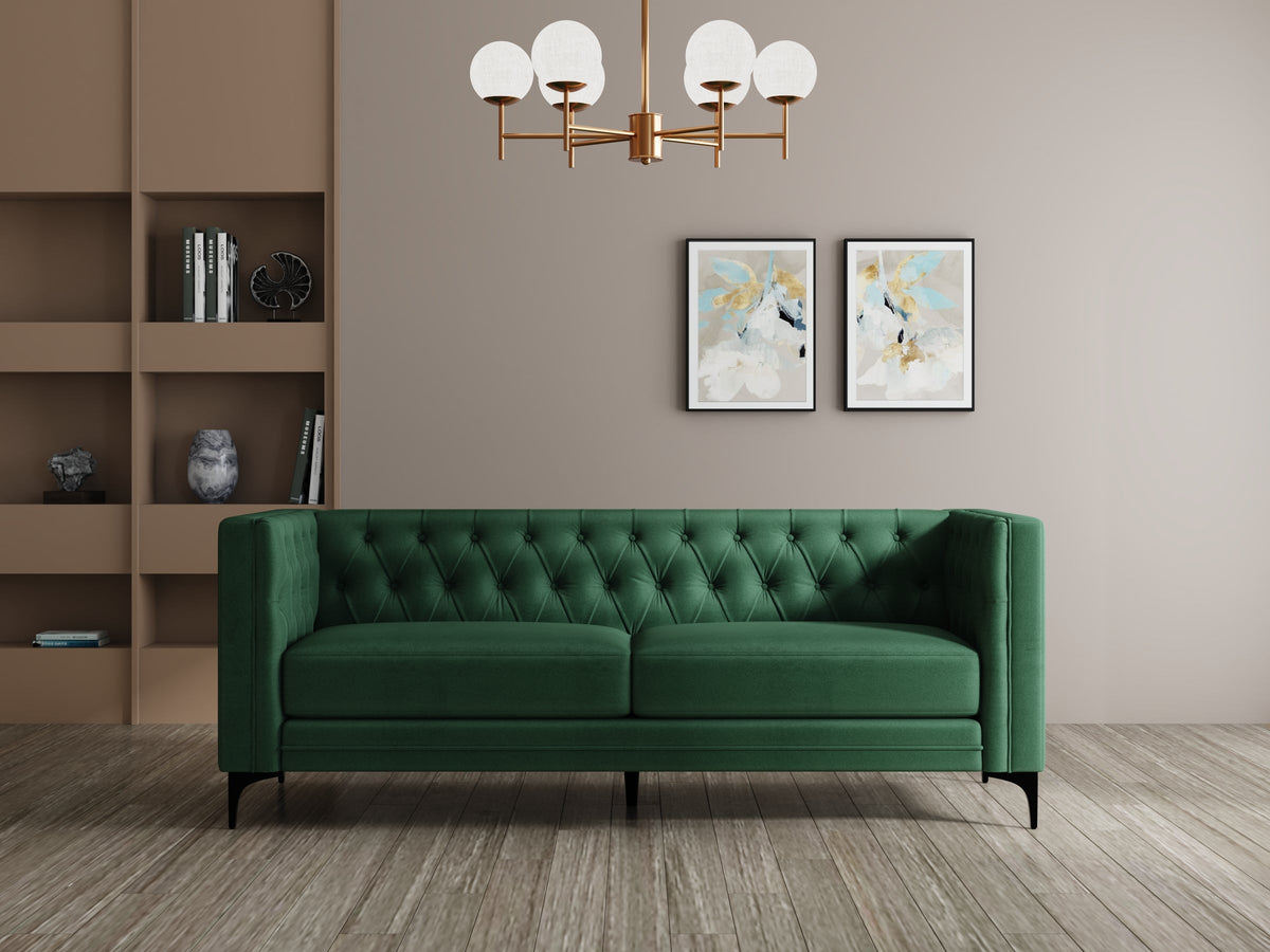 Modern 3 Seater Oslo Sofa With Black Metal Legs