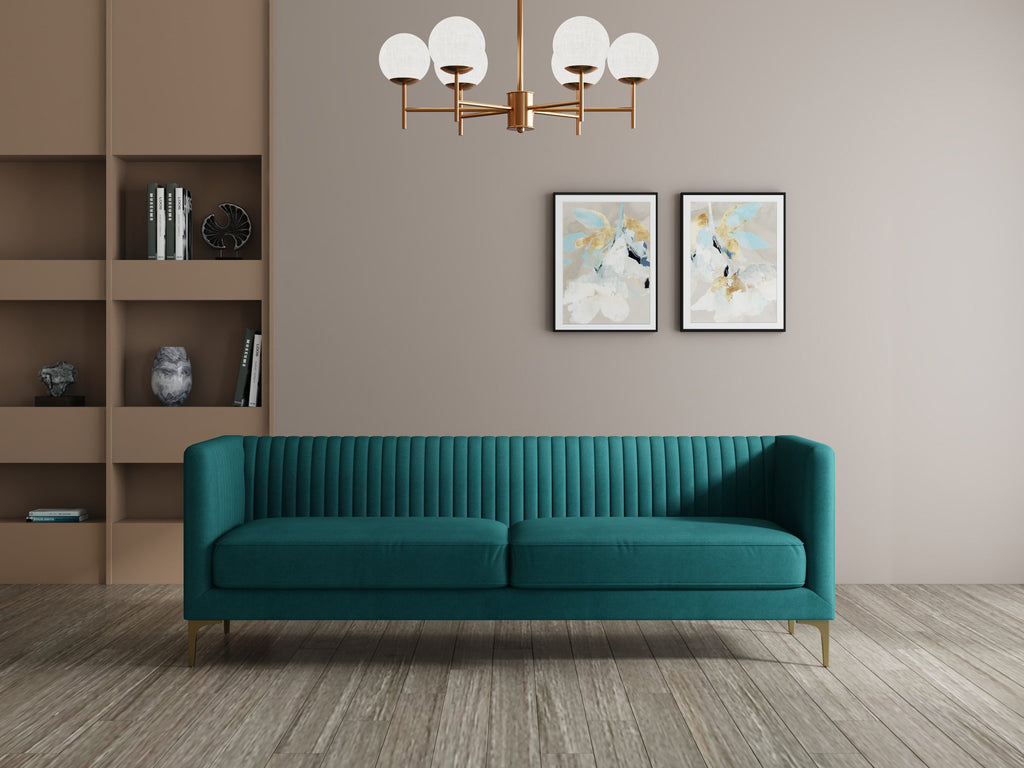 Modern 3-Seater Sofa With Sleek Black Metal Legs