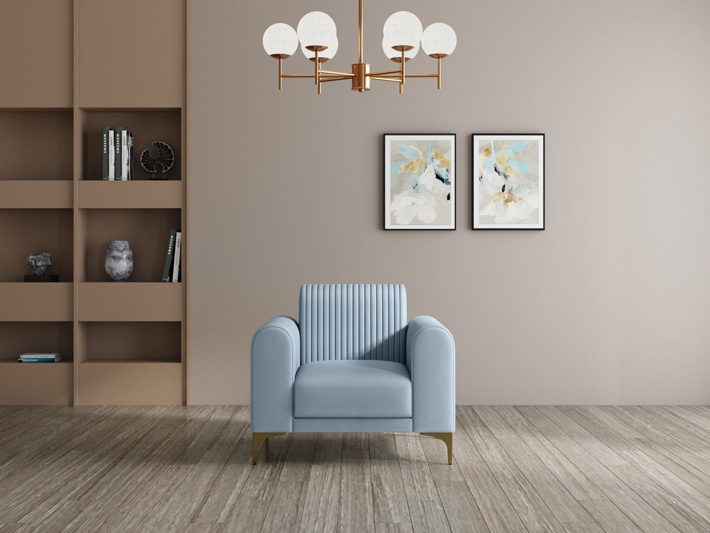 Modern 3-Seater Sofa With Metal Legs