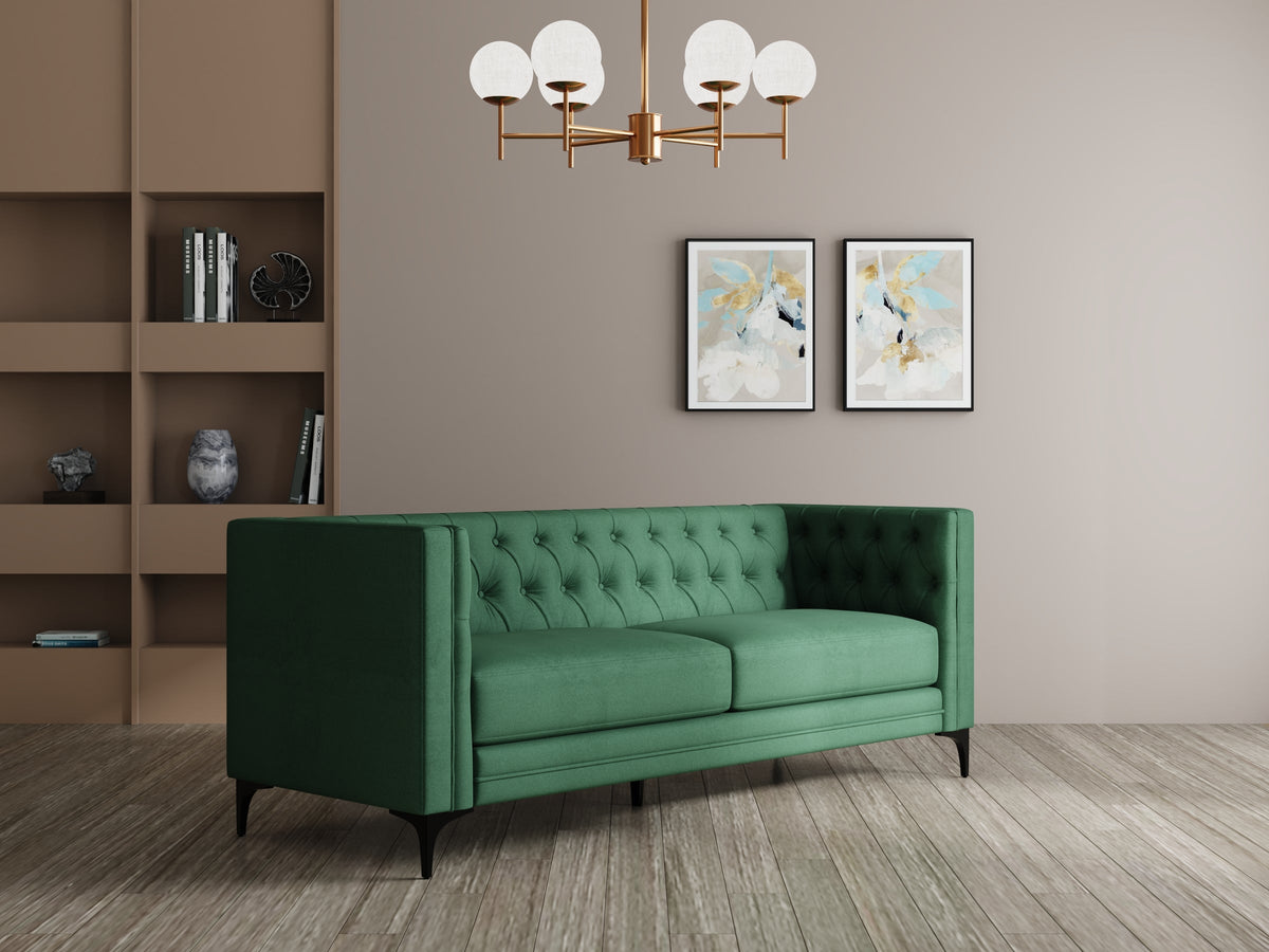 Modern 3 Seater Oslo Sofa With Black Metal Legs