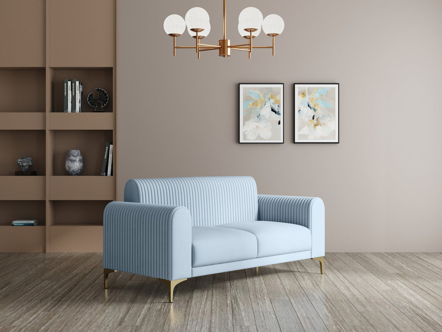 Modern 3-Seater Sofa With Metal Legs