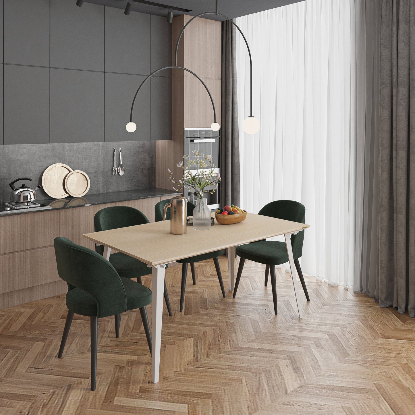 Serenity Dining Table (5x3 feet) - White Oak Veneer