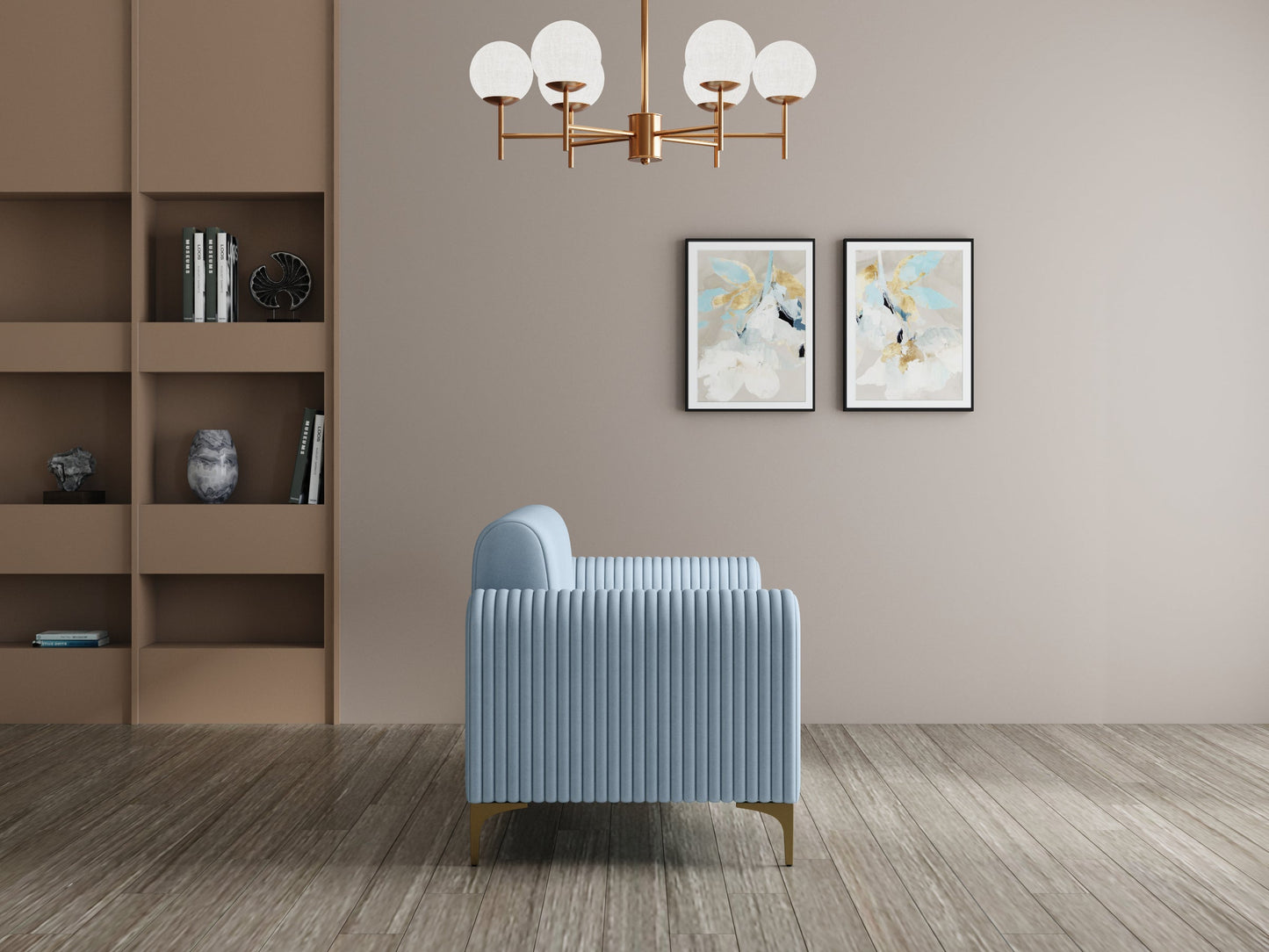 Modern 3-Seater Sofa With Metal Legs