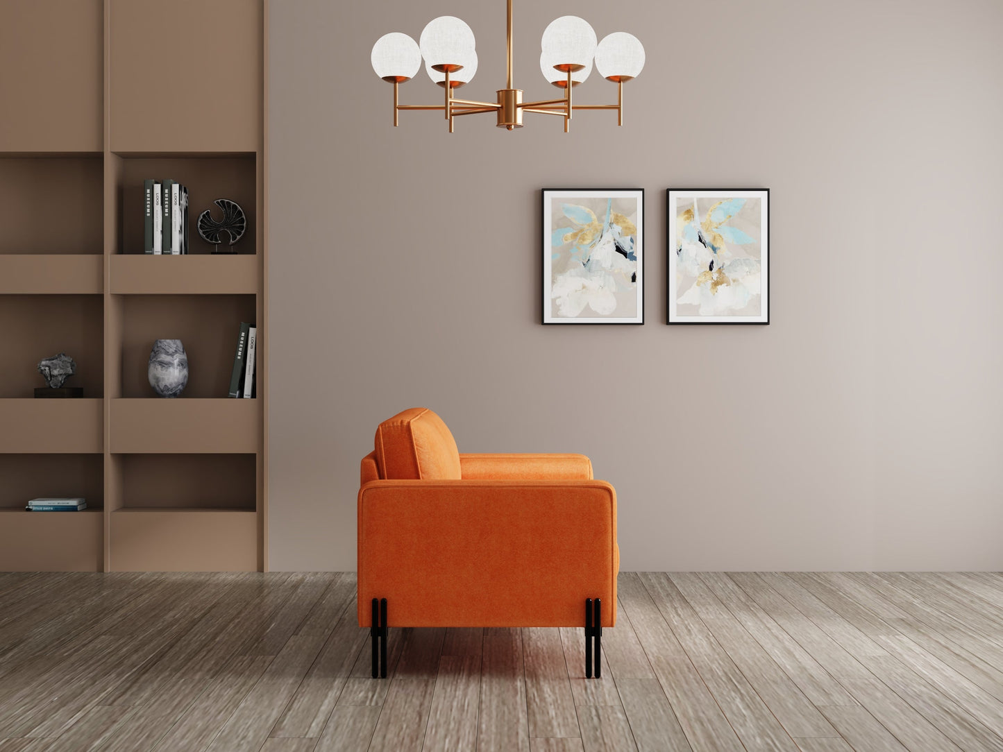 Modern 3 Seater Sofa With Sleek Metal Legs