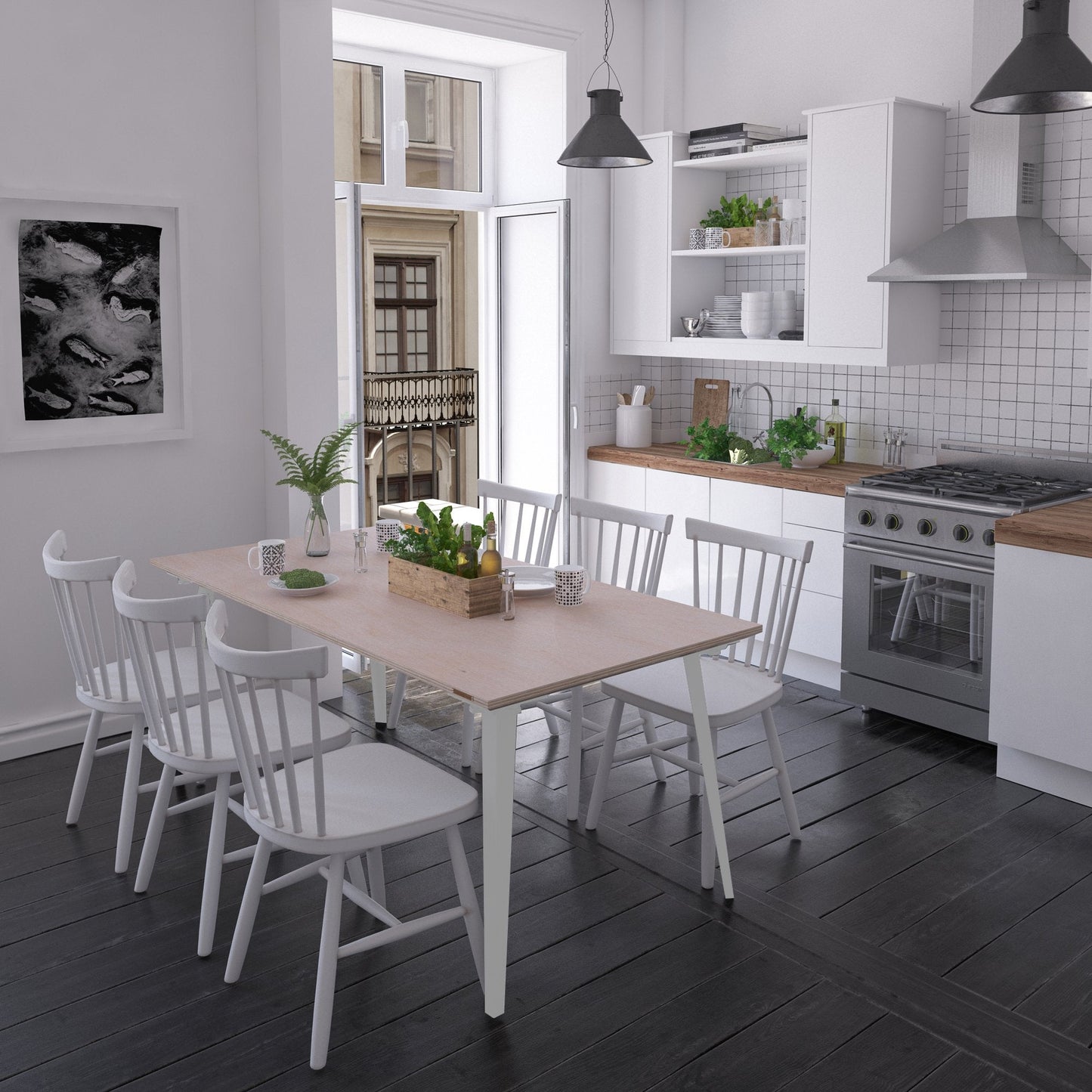 Serenity Dining Table XL (6x3 feet) - White Oak Veneer