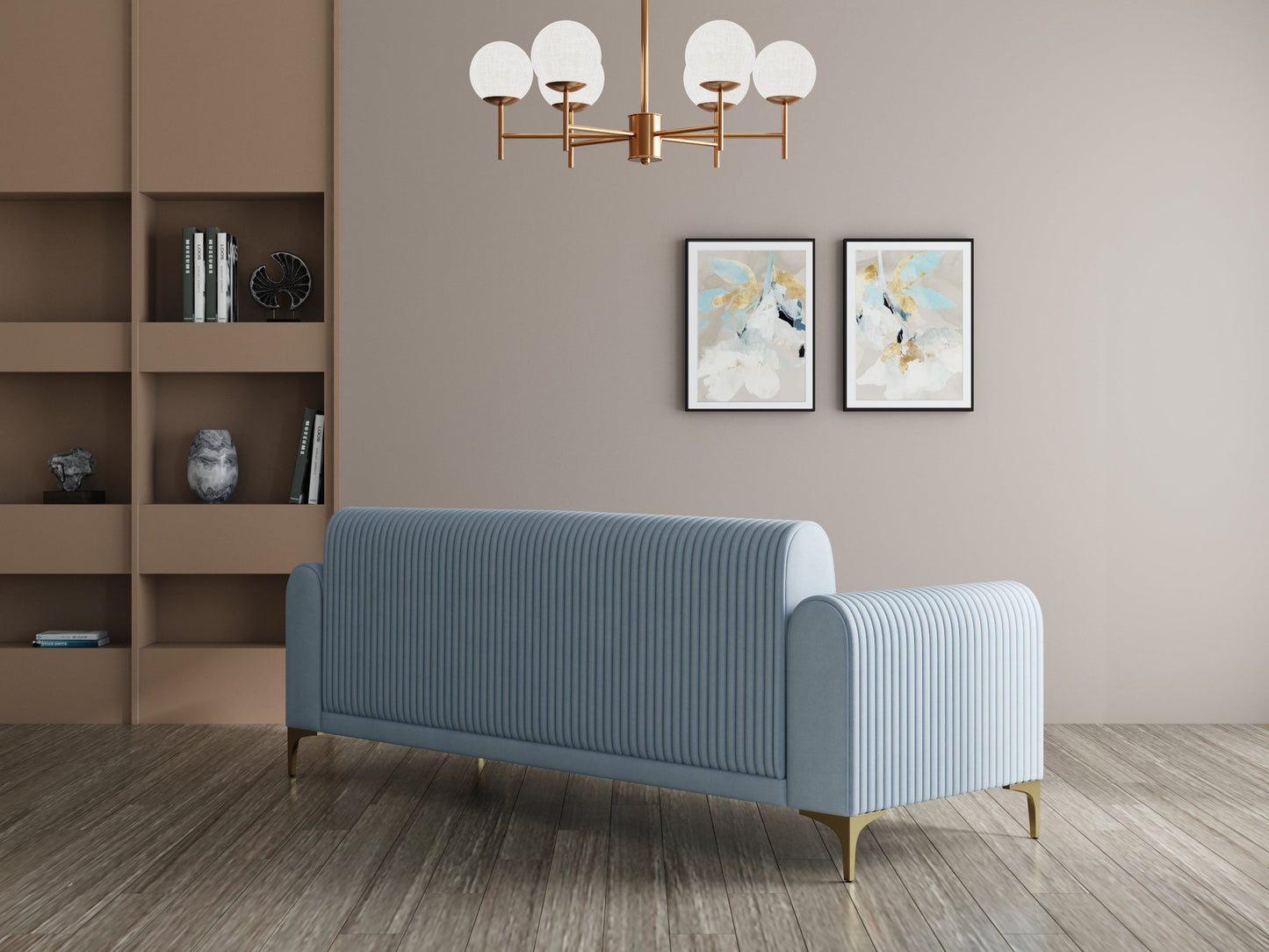 Modern 3-Seater Sofa With Metal Legs