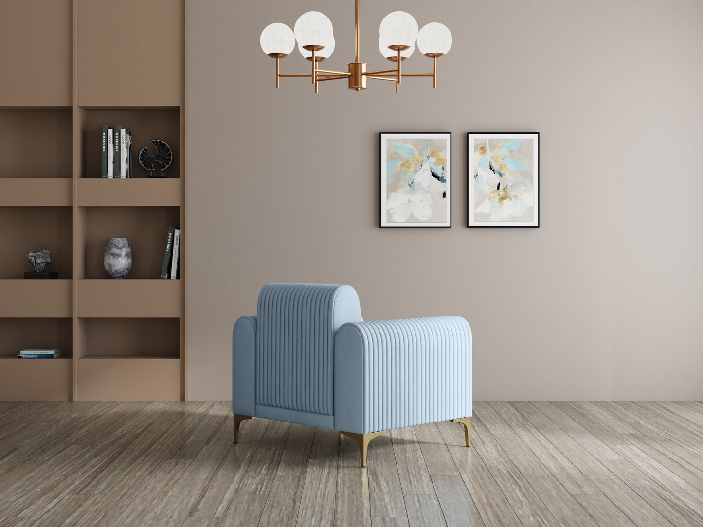 Modern 3-Seater Sofa With Metal Legs