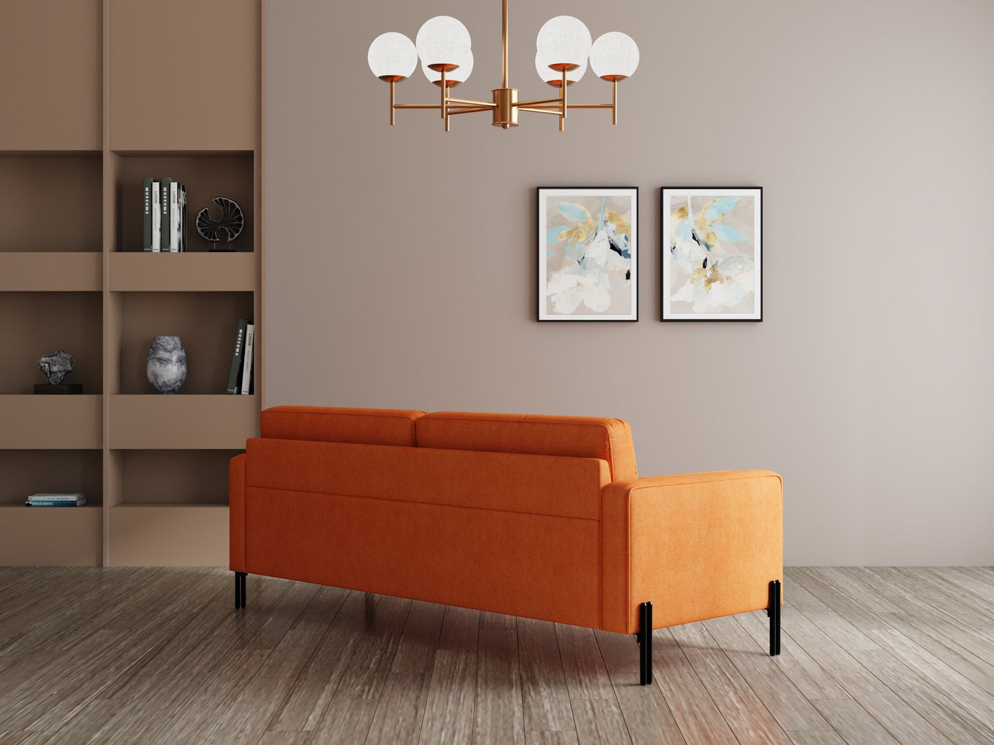 Modern 3 Seater Sofa With Sleek Metal Legs