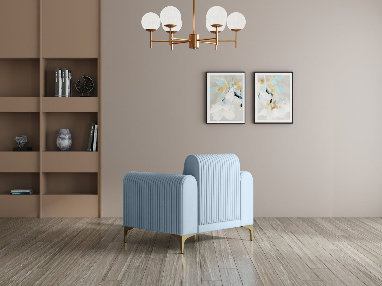 Modern 3-Seater Sofa With Metal Legs