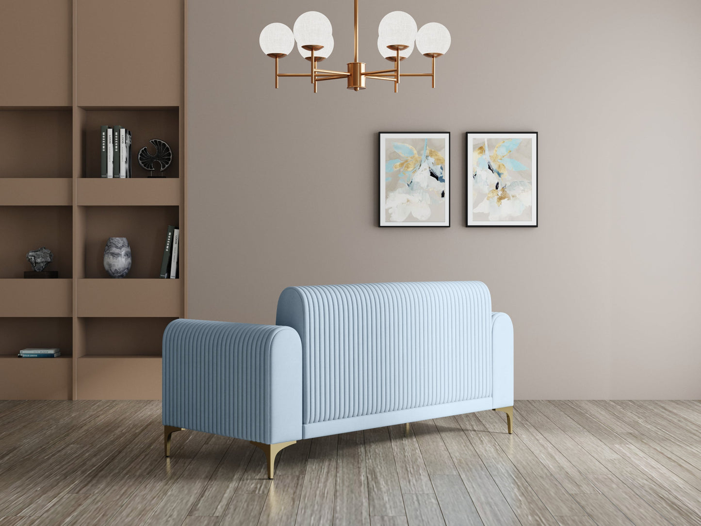 Modern 3-Seater Sofa With Metal Legs