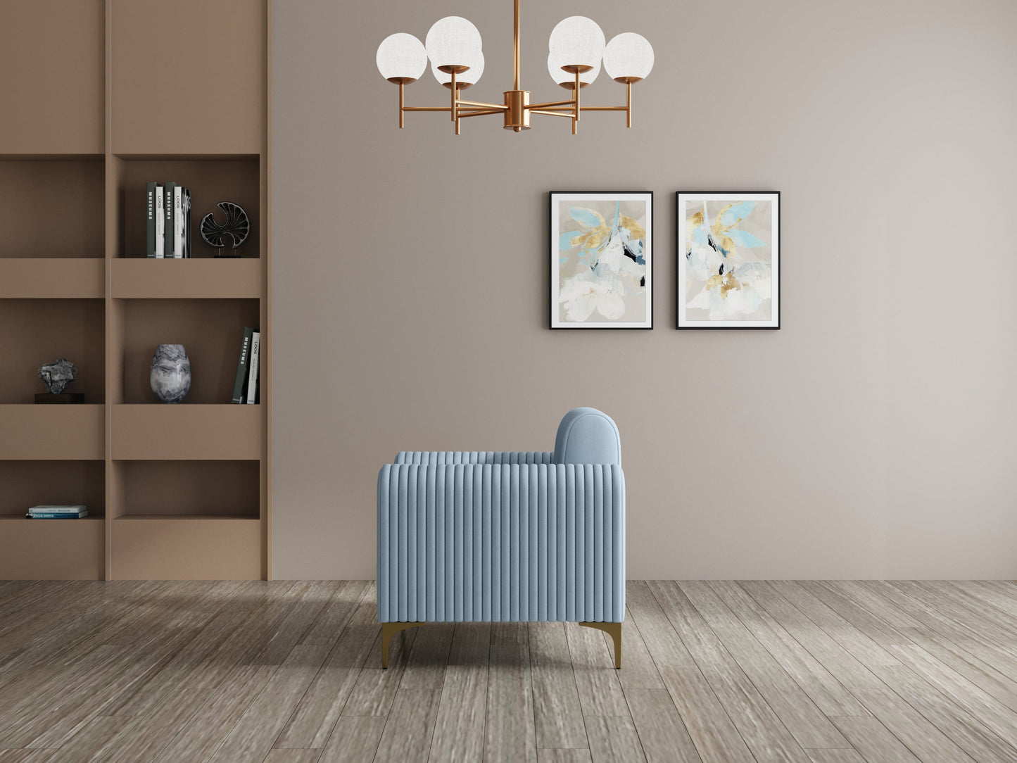 Modern 3-Seater Sofa With Metal Legs