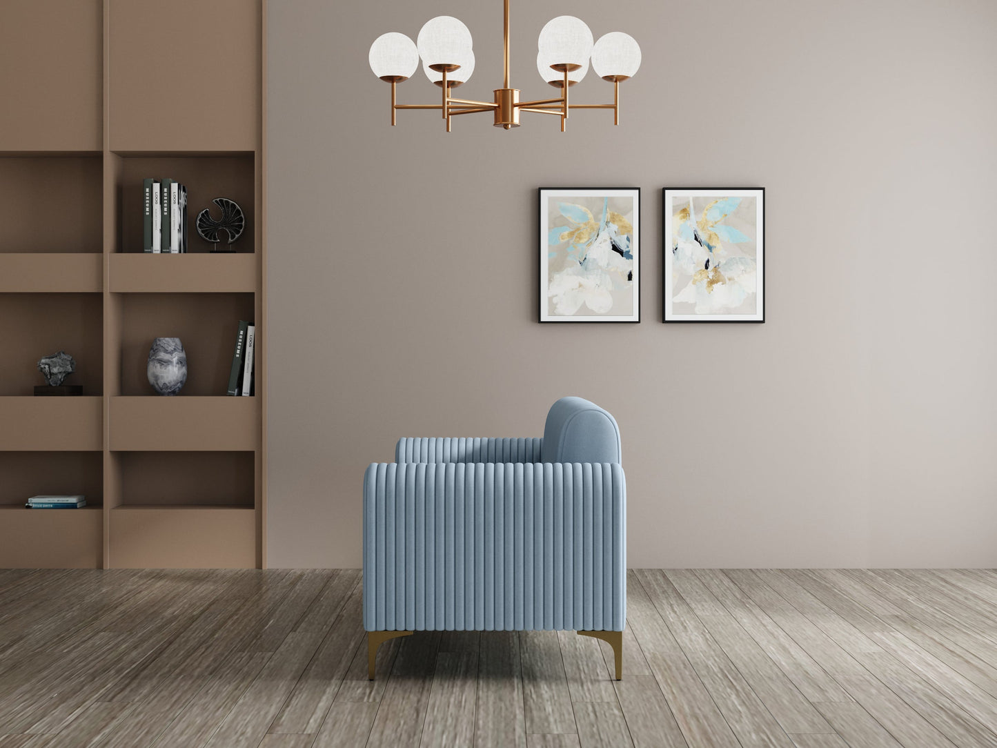 Modern 3-Seater Sofa With Metal Legs